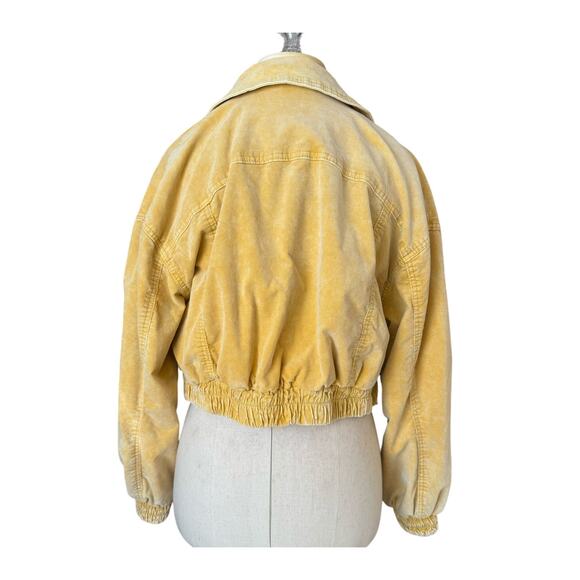 We The Free People Sure Thing Bomber Yellow Jacket Small Boho Corduroy - Picture 7 of 14